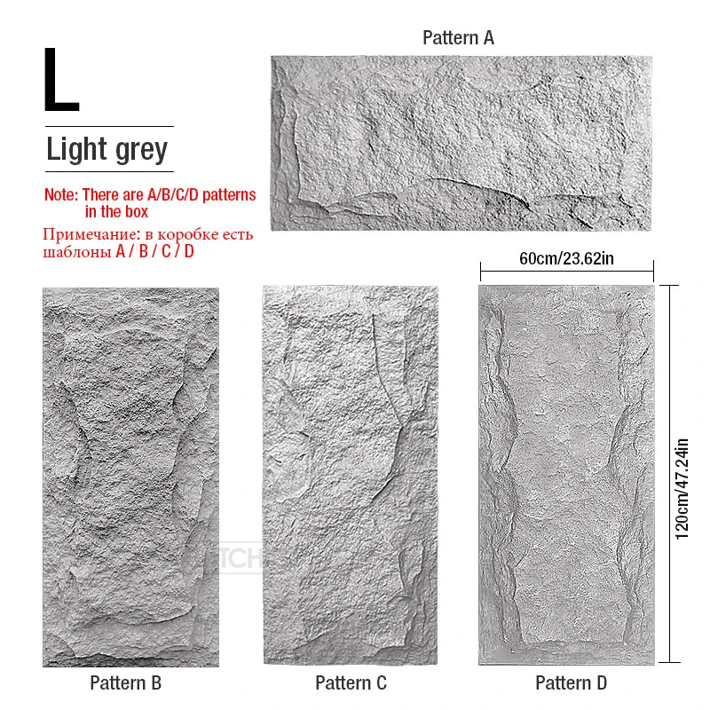 Set de 4 Paneles de Pared 3D de PVC (120x60 cm) - Diseño de Piedra de Alta Simulación