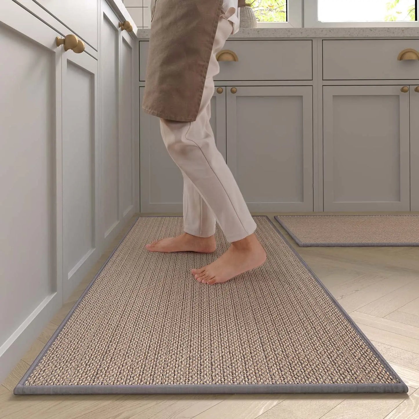 Alfombra de Cocina de Sisal Sintético (Lavable) - Camino de Goma Natural Antideslizante