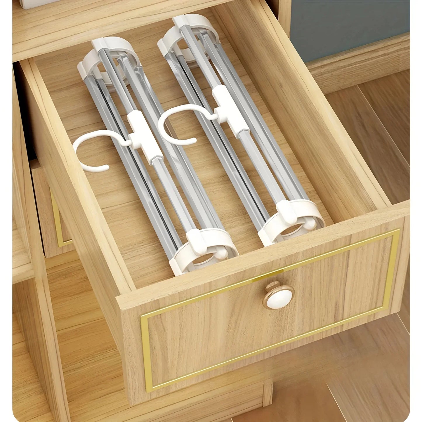 Percha Plegable de Acero Inoxidable (Ahorro de Espacio) - Organizador Vertical para 5 Jeans y Pantalones