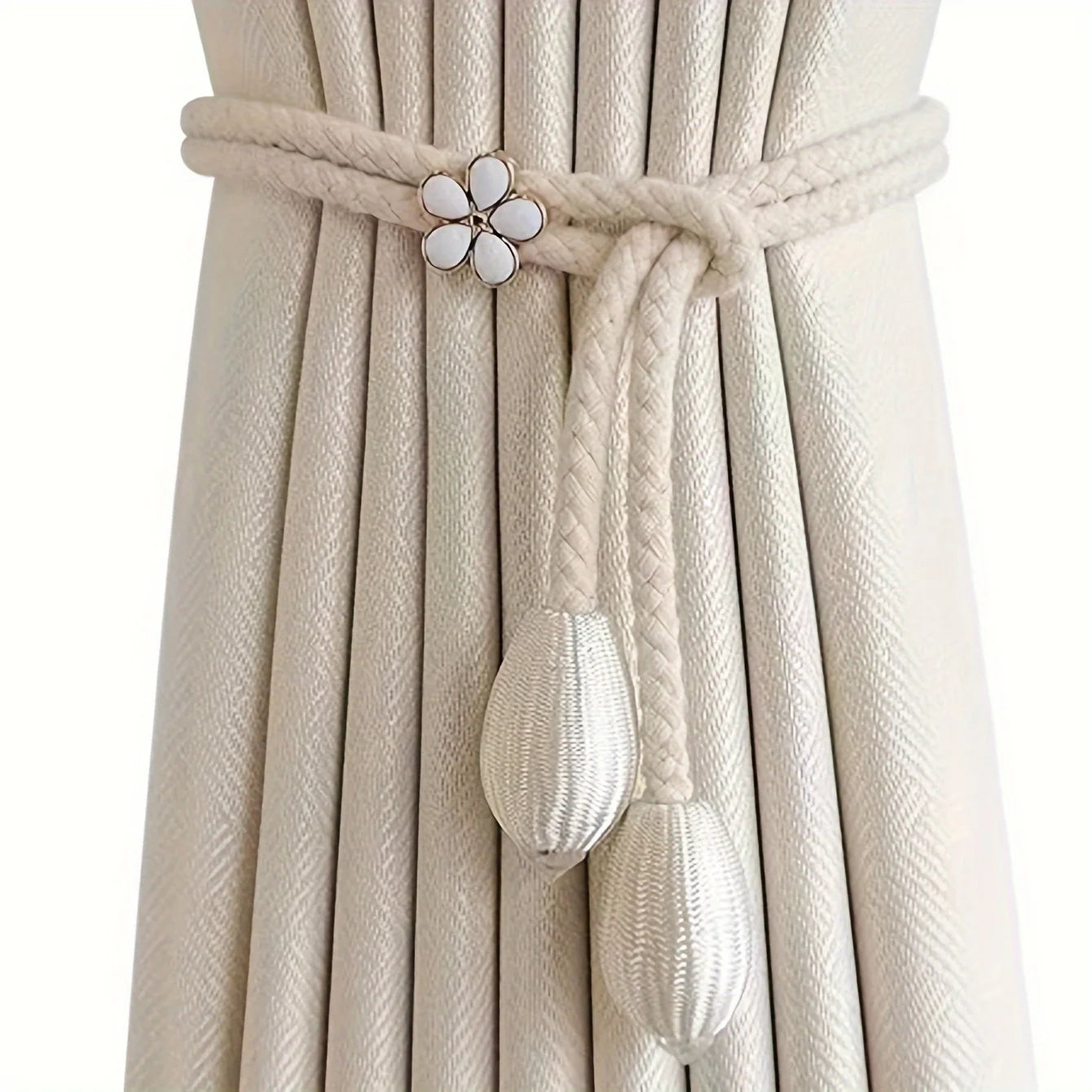 Set de 2 Abrazaderas de Cortina Ajustables con Hebilla Floral