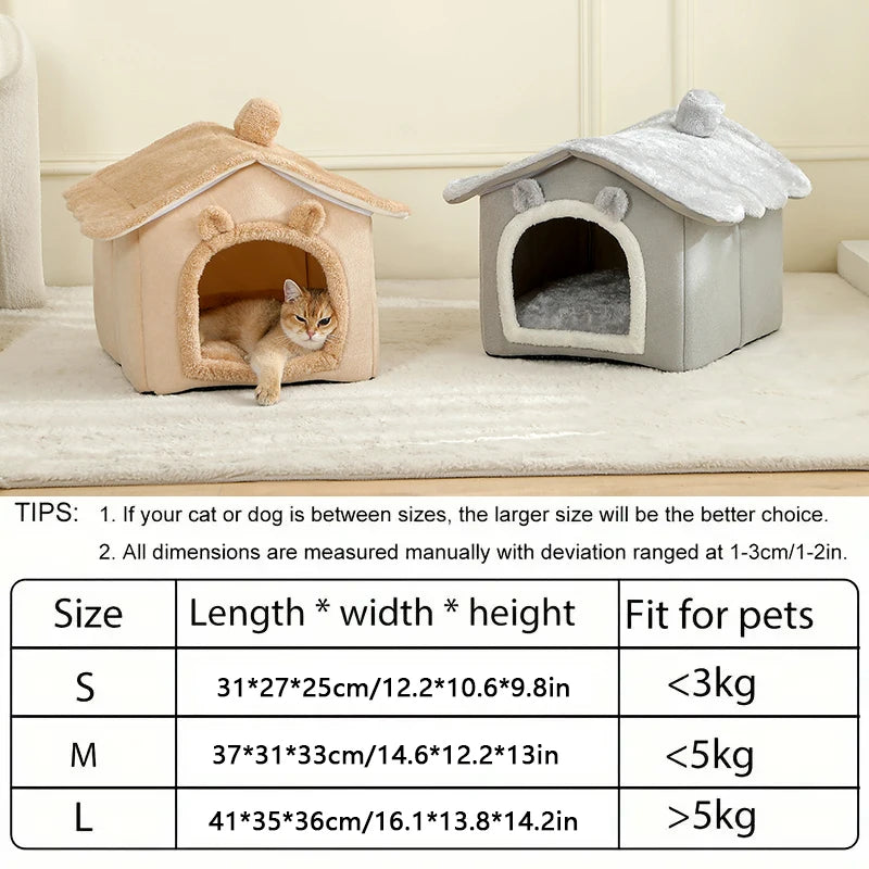 Casa Cueva Plegable para Mascotas (Extraíble y Lavable) - Sofá y Refugio Interior para Gatos y Perros Pequeños