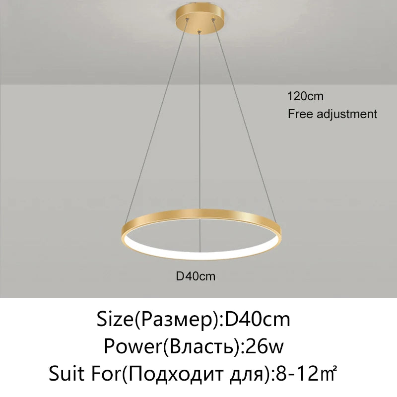 Lámpara Colgante LED Moderna de Diseño Circular | Lámpara de Techo Minimalista para Salón y Comedor - Casarae