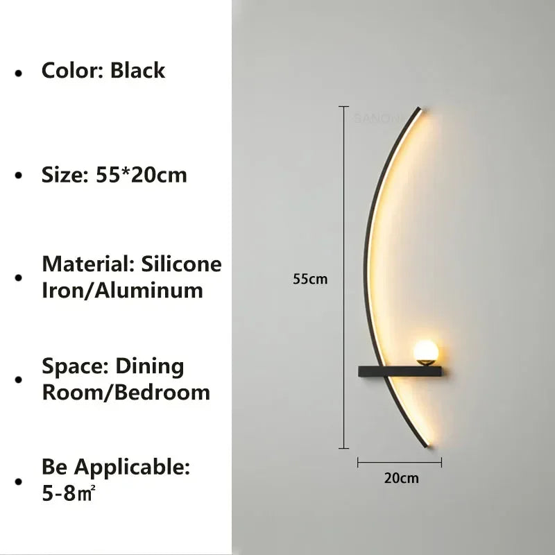 Aplique de Pared LED Moderno de Tiras - Lámpara Sconce Minimalista para Cabecera, Estudio y Escaleras
