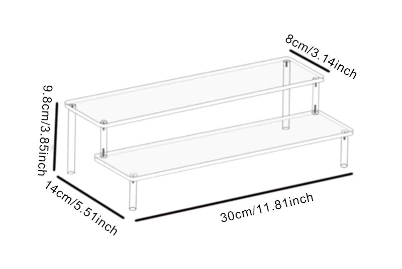 Expositor Acrílico Transparente (1-4 Niveles) - Estante Escalón para Colecciones y Repostería