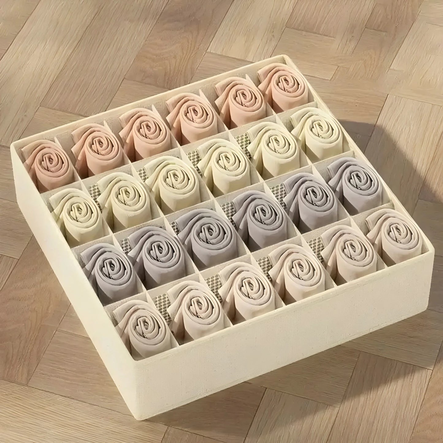 Organizador de Cajones Plegable para Ropa Interior y Calcetines | Caja de Tela Reforzada para Armario y Cómoda (32x32x10cm)