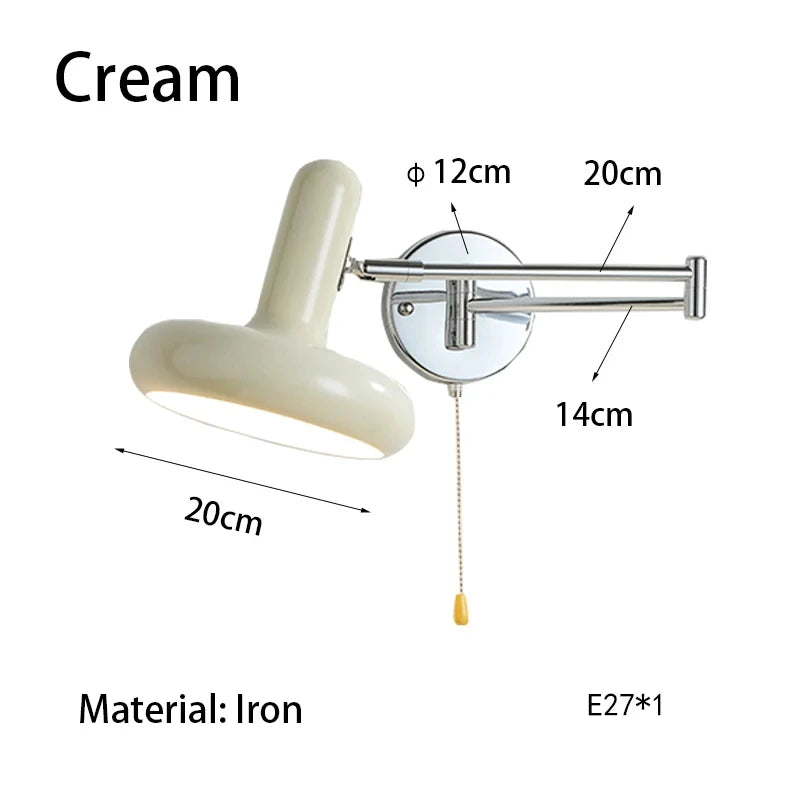 Lámpara de Pared Extensible Nórdica (Diseño Retráctil y Giratorio) - Aplique de Lectura/Trabajo para Cabecera E27