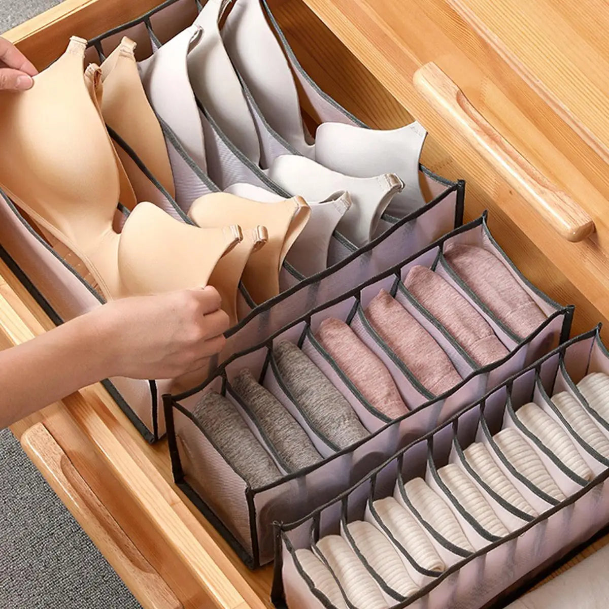 Organizador de Cajones Plegable con 7, 9 u 11 Compartimentos | Caja Separadora para Ropa Interior, Calcetines y Jeans