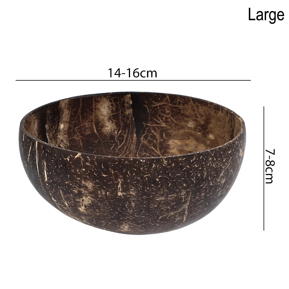 Tazones de Coco Natural WIKHOSTAR - Cuenco de Madera para Ensaladas y Desayunos (Estilo Moderno)