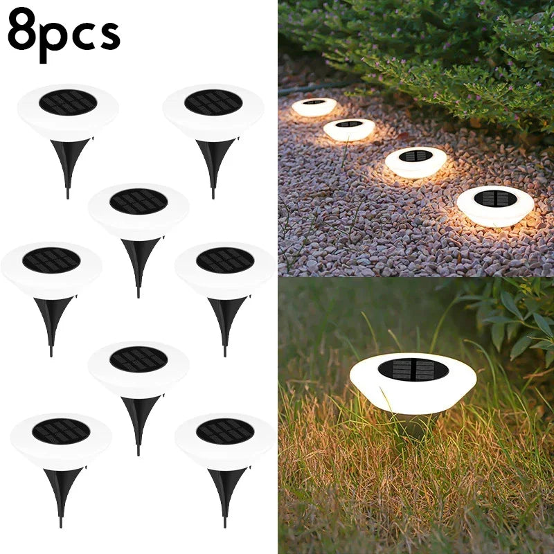 Luces Solares LED de Suelo Impermeables IP65 | Pack de 1 a 8 Focos Solares de Exterior para Jardín, Caminos y Césped | Iluminación Automática de Acero Inoxidable