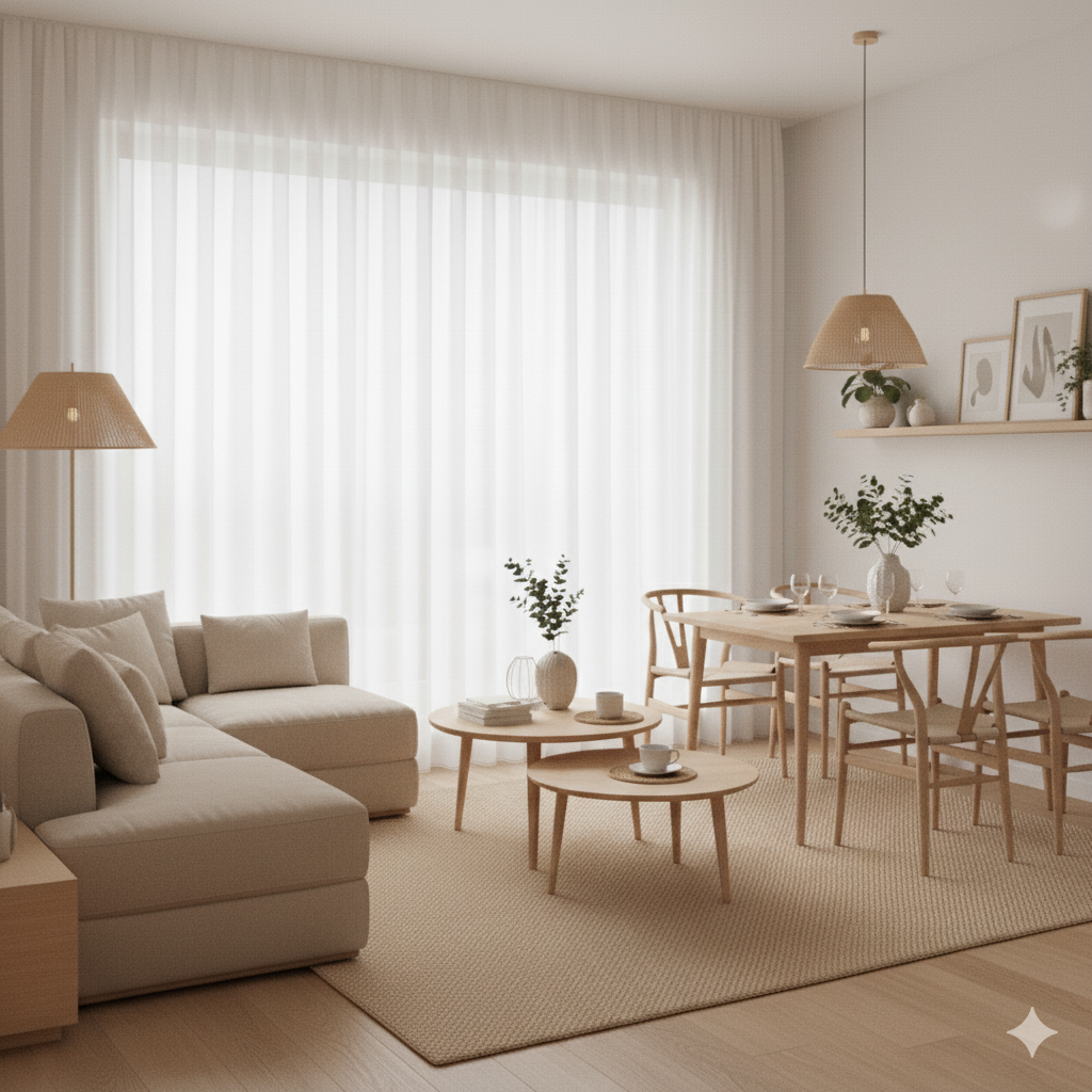 Muebles y decoración moderna para salón y comedor elegante