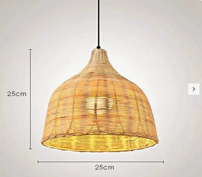 Lámpara Colgante Artesanal de Bambú y Ratán - Lámpara de Techo Tejida (E27) para Ambientes Rústicos y Modernos