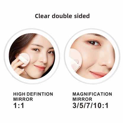 Espejo de Maquillaje Recargable (8 Pulgadas) - Aumento de Doble Cara 3x a 10x y Luz de 3 Colores USB