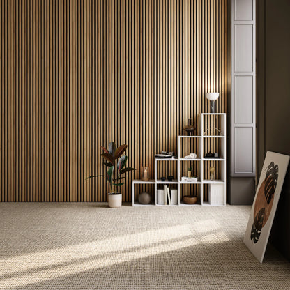 Paneles Acústicos Decorativos TECTAKE Sonic Wall (Chapa de Madera Real) - Set de Lamas con Absorción de Sonido y Fácil Instalación