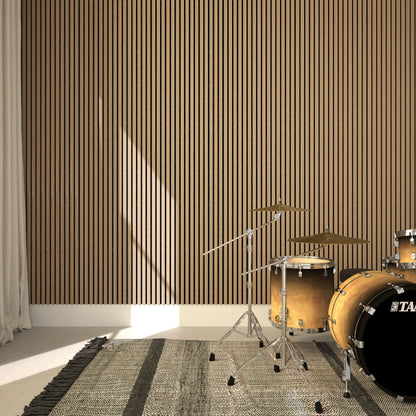 Paneles Acústicos Decorativos TECTAKE Sonic Wall (Chapa de Madera Real) - Set de Lamas con Absorción de Sonido y Fácil Instalación