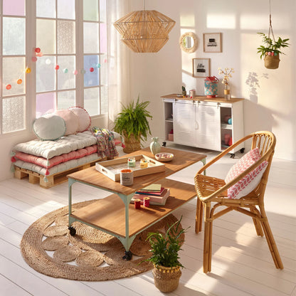 Alfombra Redonda de Yute Atmosphera (80 cm) - Diseño de Calados con Círculos Concéntricos, Adorno de Pared y Suelo de Estilo Exótico