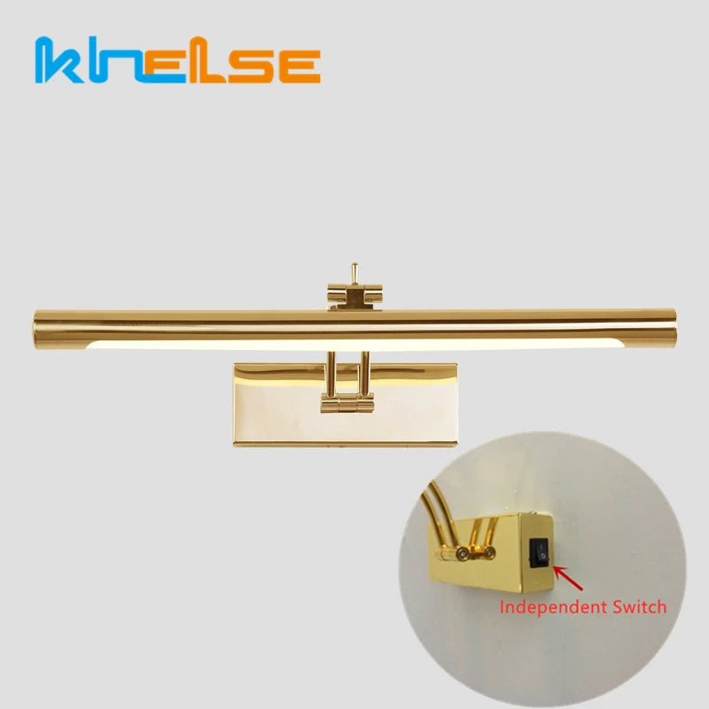 Aplique de Pared LED para Baño (Acero Inoxidable) - Lámpara de Espejo Impermeable L40/55/70CM con Interruptor y 3 Tonos