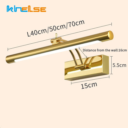 Aplique de Pared LED para Baño (Acero Inoxidable) - Lámpara de Espejo Impermeable L40/55/70CM con Interruptor y 3 Tonos