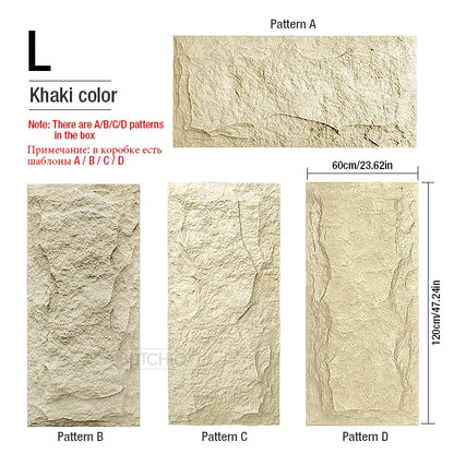 Set de 4 Paneles de Pared 3D de PVC (120x60 cm) - Diseño de Piedra de Alta Simulación