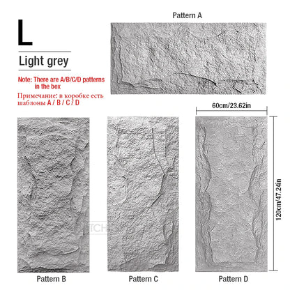 Set de 4 Paneles de Pared 3D de PVC (120x60 cm) - Diseño de Piedra de Alta Simulación