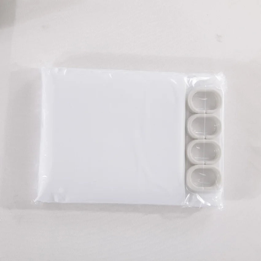 Cortina de Ducha Blanca (Color Sólido) - Poliéster Impermeable de Secado Rápido con 12 Ganchos