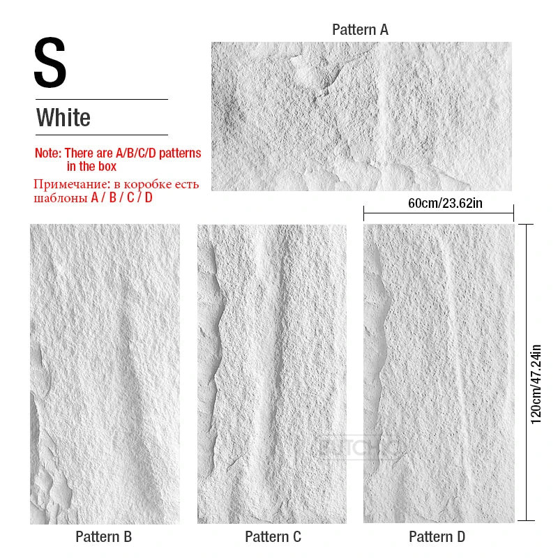 Set de 4 Paneles de Pared 3D de PVC (120x60 cm) - Diseño de Piedra de Alta Simulación