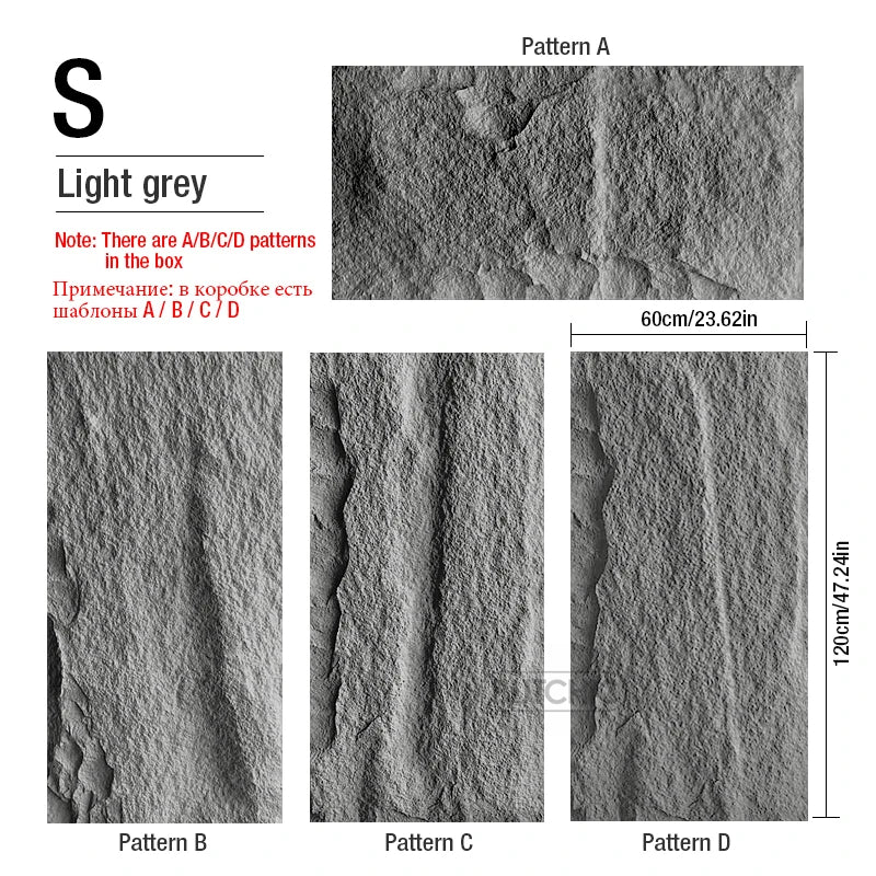Set de 4 Paneles de Pared 3D de PVC (120x60 cm) - Diseño de Piedra de Alta Simulación
