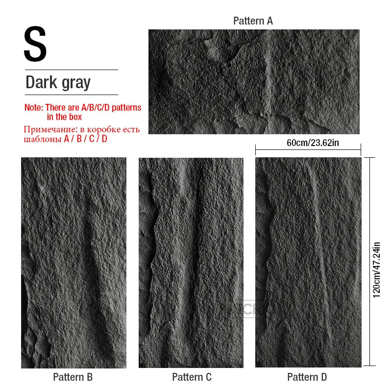 Set de 4 Paneles de Pared 3D de PVC (120x60 cm) - Diseño de Piedra de Alta Simulación