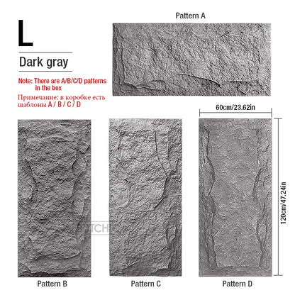 Set de 4 Paneles de Pared 3D de PVC (120x60 cm) - Diseño de Piedra de Alta Simulación
