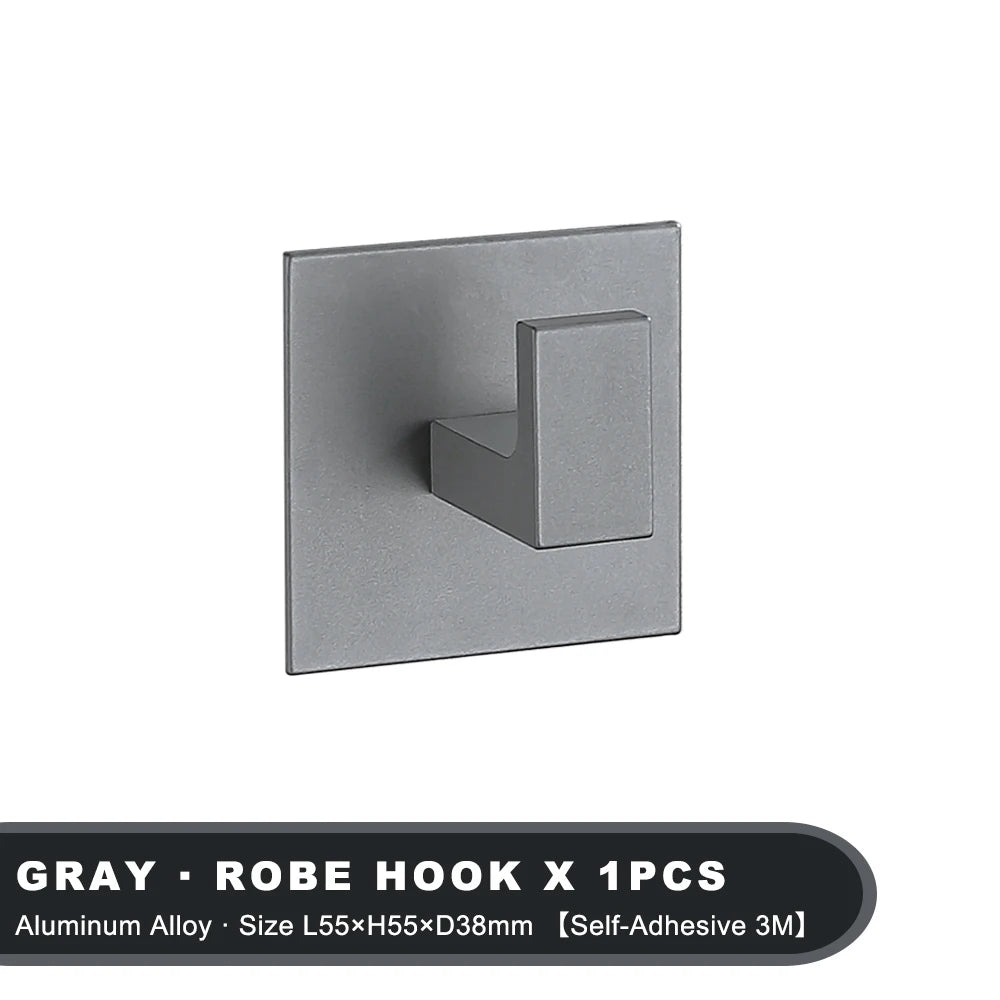 Gancho Adhesivo de Pared Reforzado (Aluminio Negro Mate) - Gancho 3M Fuerte para Abrigos, Batas y Toallas