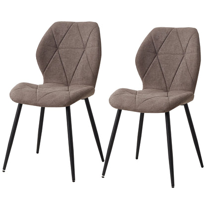 Set de 2/4/6 Sillas de Comedor de Lino Transpirable EGOONM | Sillas Acolchadas Ergonómicas con Patas de Metal Negro | Diseño Nórdico para Salón, Cocina y Restaurante