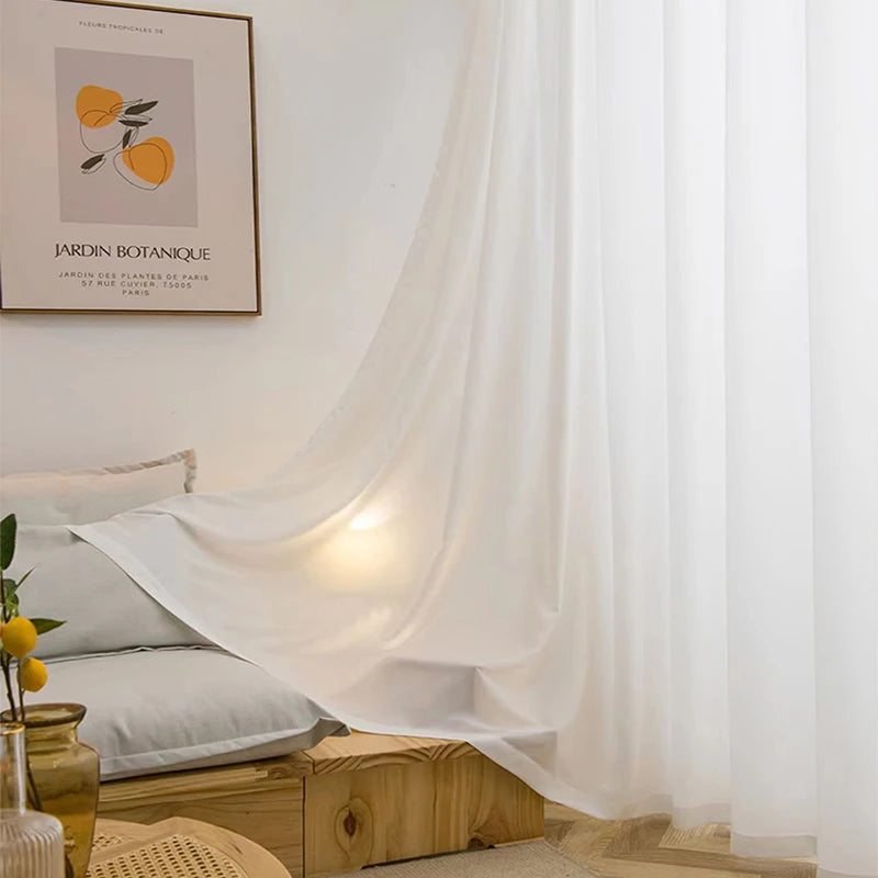 Cortinas de Ventana de Tul Grueso Asazal (Chifón de Lujo) - Visillos Opacos de Alta Calidad para Decoración de Salones, Dormitorios y Villas