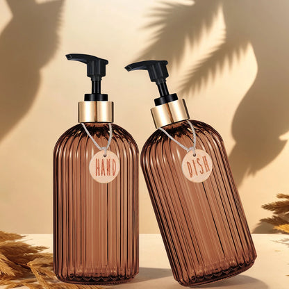 Botella Dispensadora Rellenable de Jabón de Platos y Manos (500 ml, Color Ámbar)