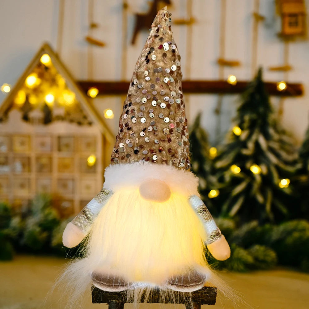 Gnomo Navideño Luminoso (30 cm) con Luz LED - Muñeco Sin Rostro para Árbol y Decoración