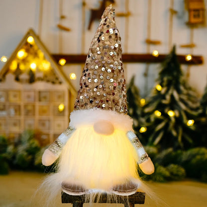 Gnomo Navideño Luminoso (30 cm) con Luz LED - Muñeco Sin Rostro para Árbol y Decoración