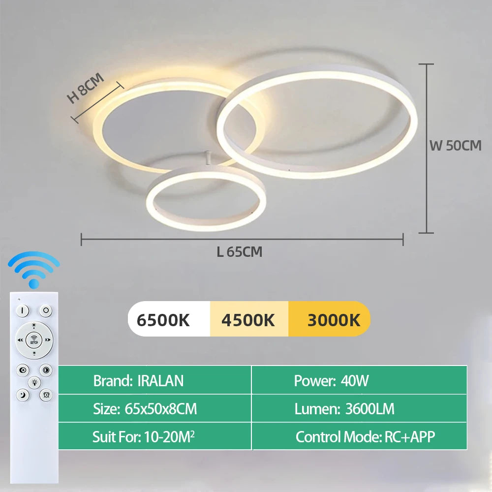 Lámpara de Techo LED Moderna Regulable con Mando | Plafón Minimalista 1-6 Cabezales Salón y Estudio - Casarae