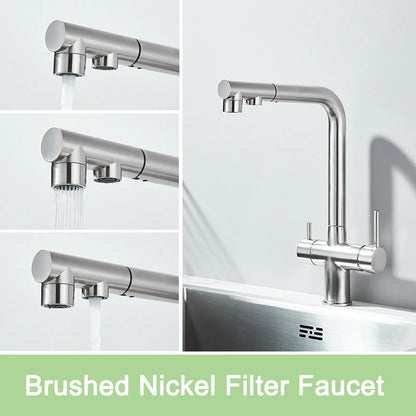 Grifo de Cocina Negro Mate 2 en 1 | Mezclador Agua Fría/Caliente y Purificador Extraíble - Casarae