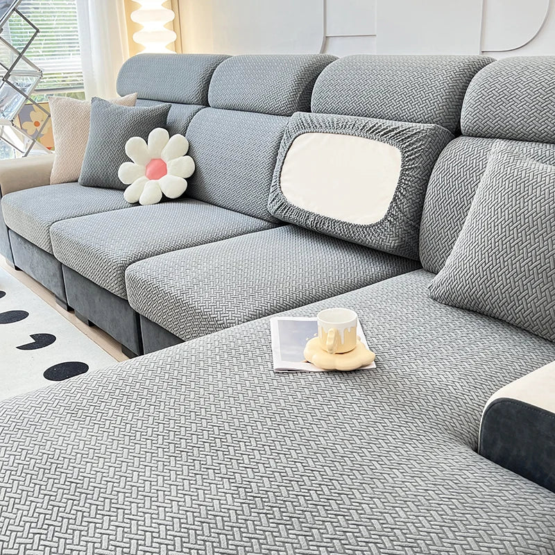 Funda de Sofá Elástica de Jacquard Premium | Protector de Muebles Lavable y Antideslizante | Cubre Sofás para Salón, Oficina y Dormitorio