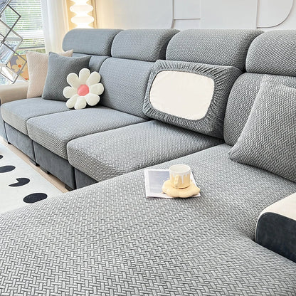 Funda de Sofá Elástica de Jacquard Premium | Protector de Muebles Lavable y Antideslizante | Cubre Sofás para Salón, Oficina y Dormitorio