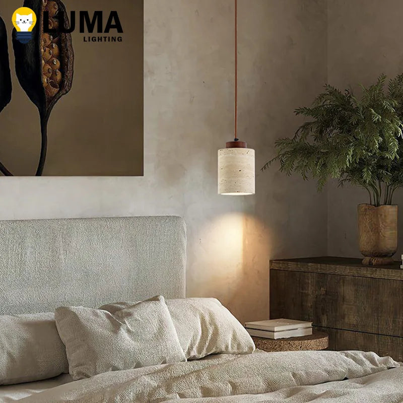 Lámpara colgante Wabi-Sabi de piedra