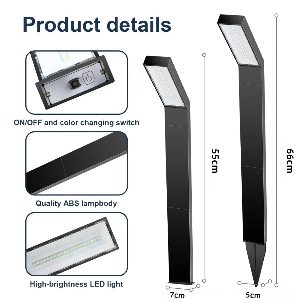 Set de Luces Solares de Camino (IP65 Impermeable) - Lámparas LED SMD Ultra-Brillantes con 3 Modos de Color y Tubo Reforzado