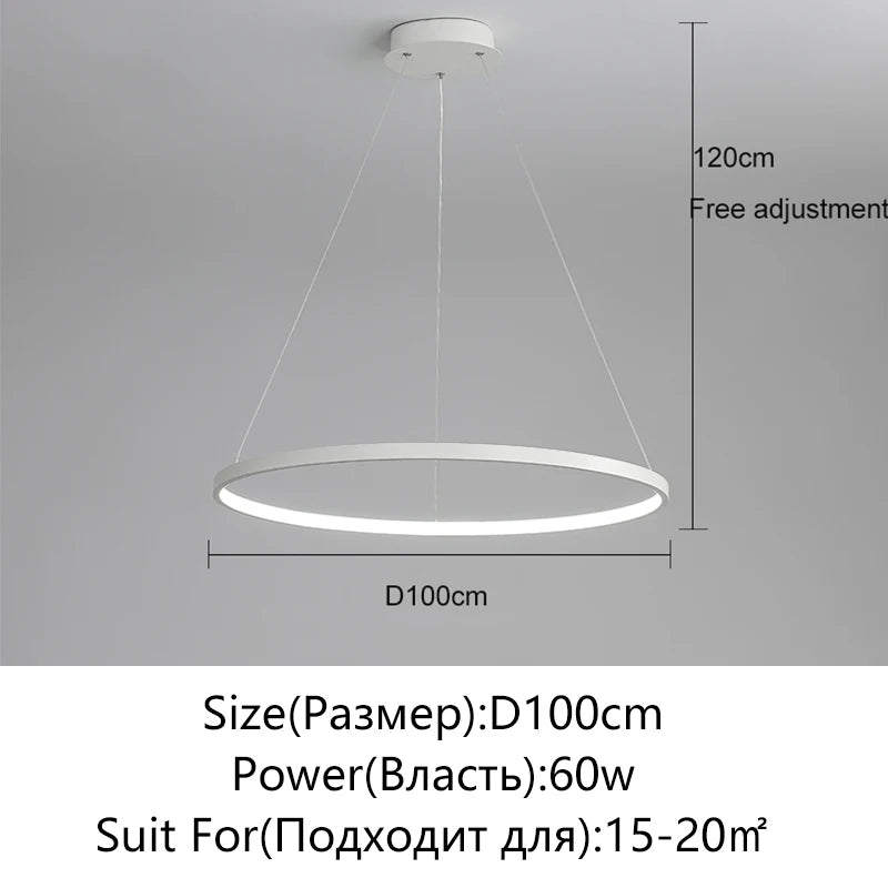 Lámpara Colgante LED Moderna de Diseño Circular | Lámpara de Techo Minimalista para Salón y Comedor - Casarae