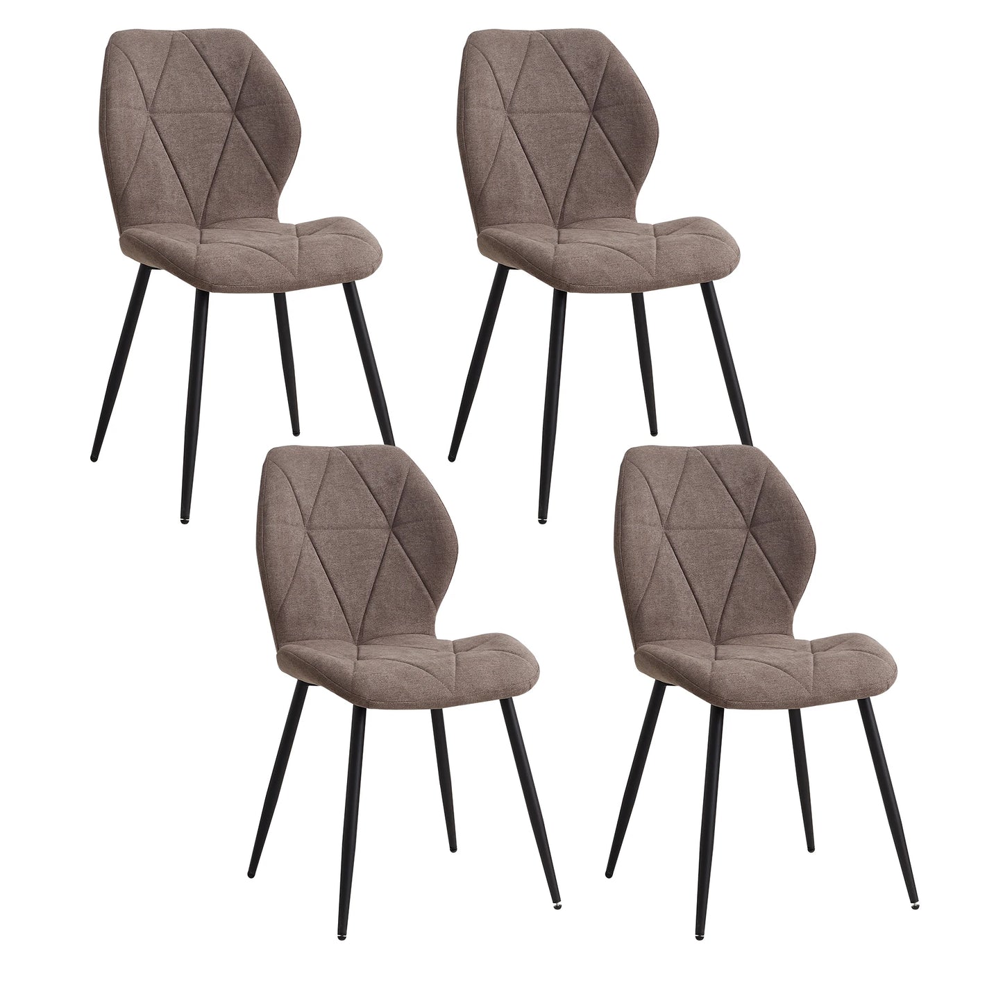 Set de 2/4/6 Sillas de Comedor de Lino Transpirable EGOONM | Sillas Acolchadas Ergonómicas con Patas de Metal Negro | Diseño Nórdico para Salón, Cocina y Restaurante
