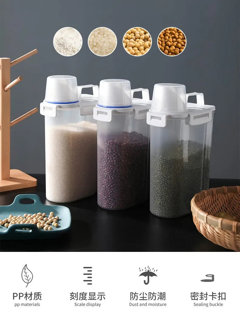 Tarro Hermético de Almacenamiento para Cocina (Grado Alimenticio) | Contenedor Sellado Reutilizable para Alimentos Secos