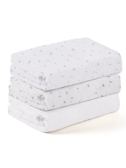 Set de 3 Mantas de Muselina Suave y Transpirable - Envoltura para Recién Nacidos (Swaddle Blankets)