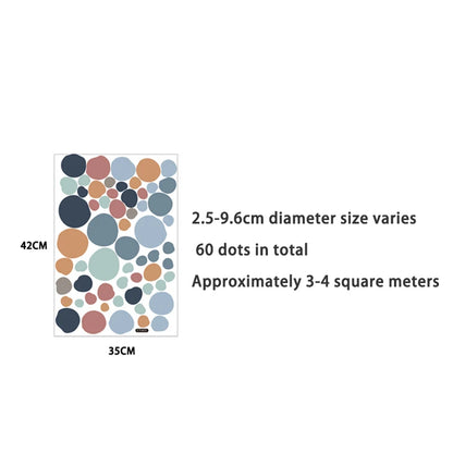 Set de 60 Lunares Adhesivos de Pared (Boho Colorful) - Vinilo Removible y No Tóxico