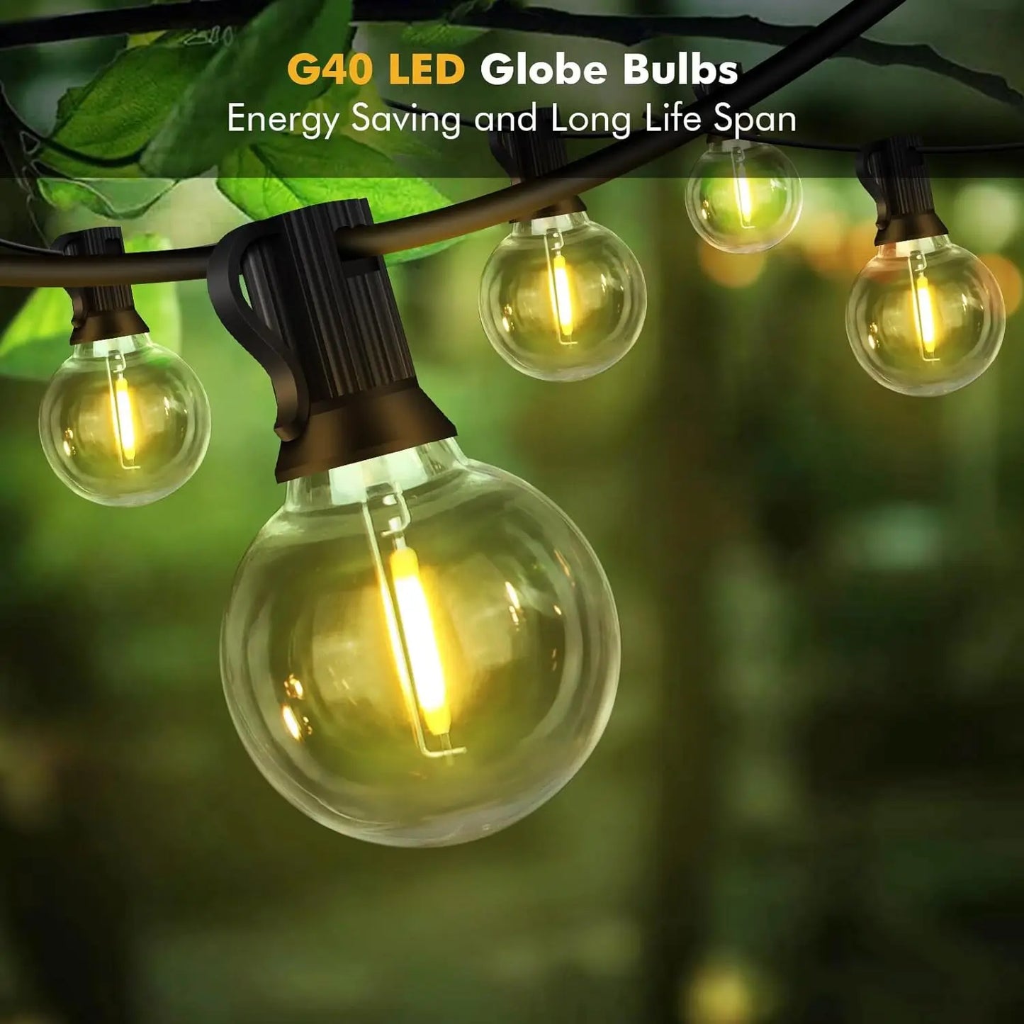 Guirnalda de Luces LED G40 Exterior, Conectable y Resistente al Agua IP65