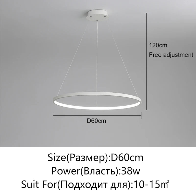 Lámpara Colgante LED Moderna de Diseño Circular | Lámpara de Techo Minimalista para Salón y Comedor - Casarae