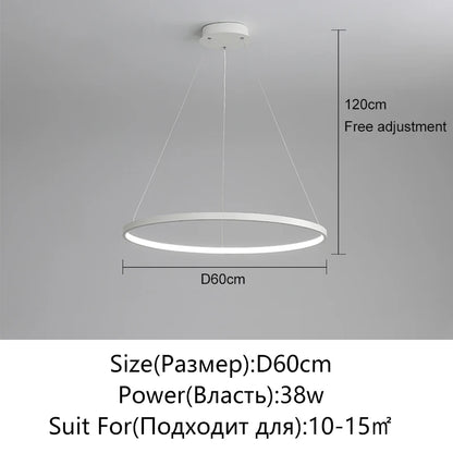 Lámpara Colgante LED Moderna de Diseño Circular | Lámpara de Techo Minimalista para Salón y Comedor - Casarae