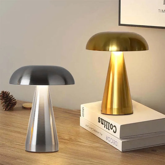 Lámpara de Mesa Retro Mushroom de Diseño Danés | Lámpara LED Táctil Recargable con 3 Tonos de Luz | Lámpara de Noche Vintage para Bar, Restaurante y Dormitorio