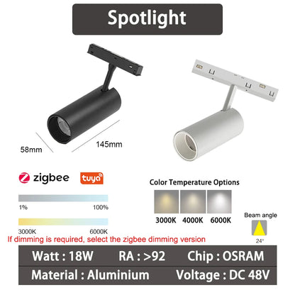 Sistema de Iluminación Modular Magnético (20 Tipos, DC48V) - Focos LED Smart Tuya/Zigbee con Alto CRI para Hogares Modernos